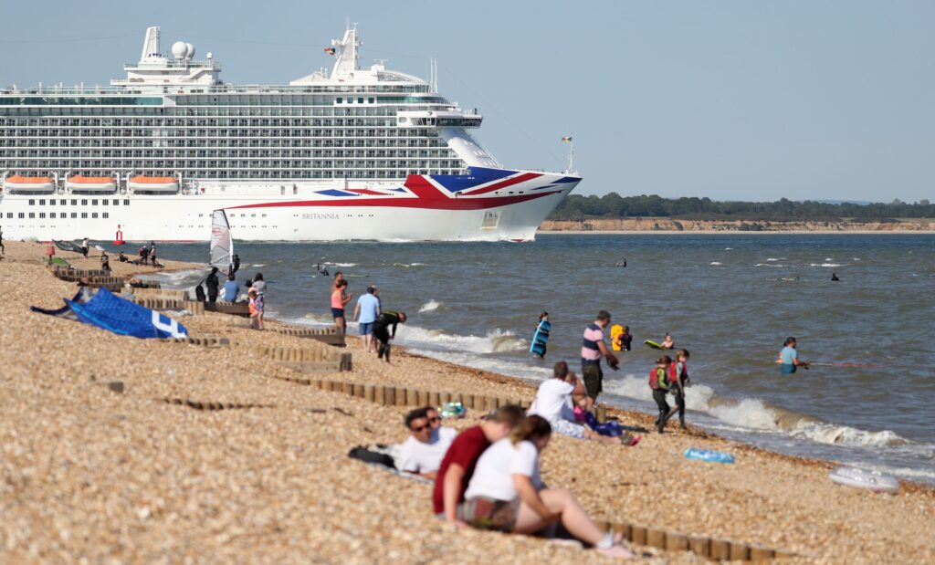 View of cruise ship from Southampton shore