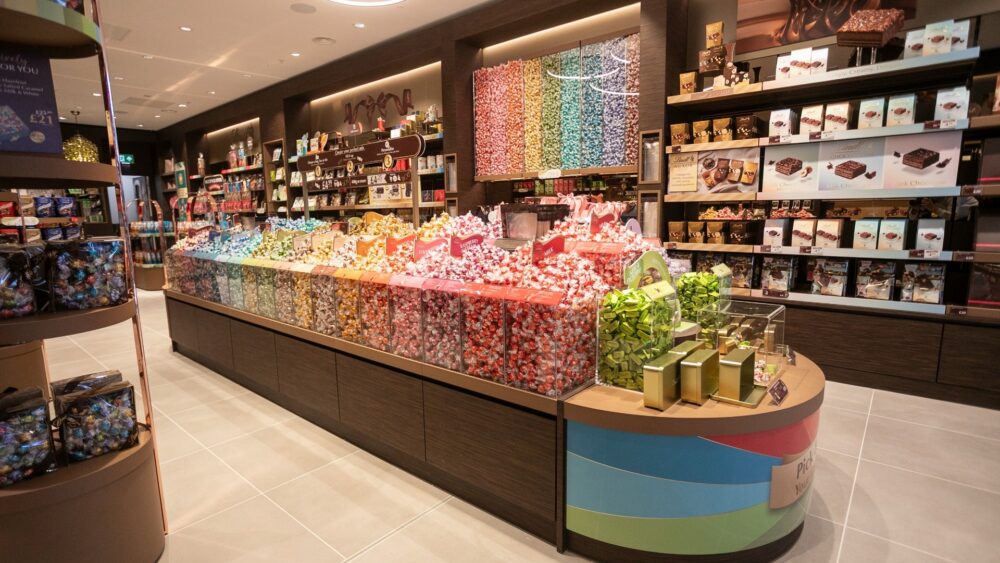 Central Display Inside Lindt, the new 1,670 sq ft chocolate boutique at centre:mk