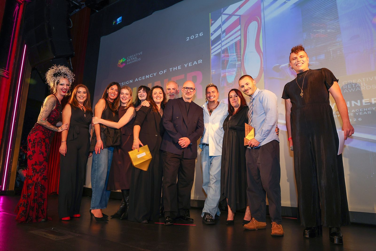 Design Agency of the Year winners on stage at the Creative Retail Awards 2026