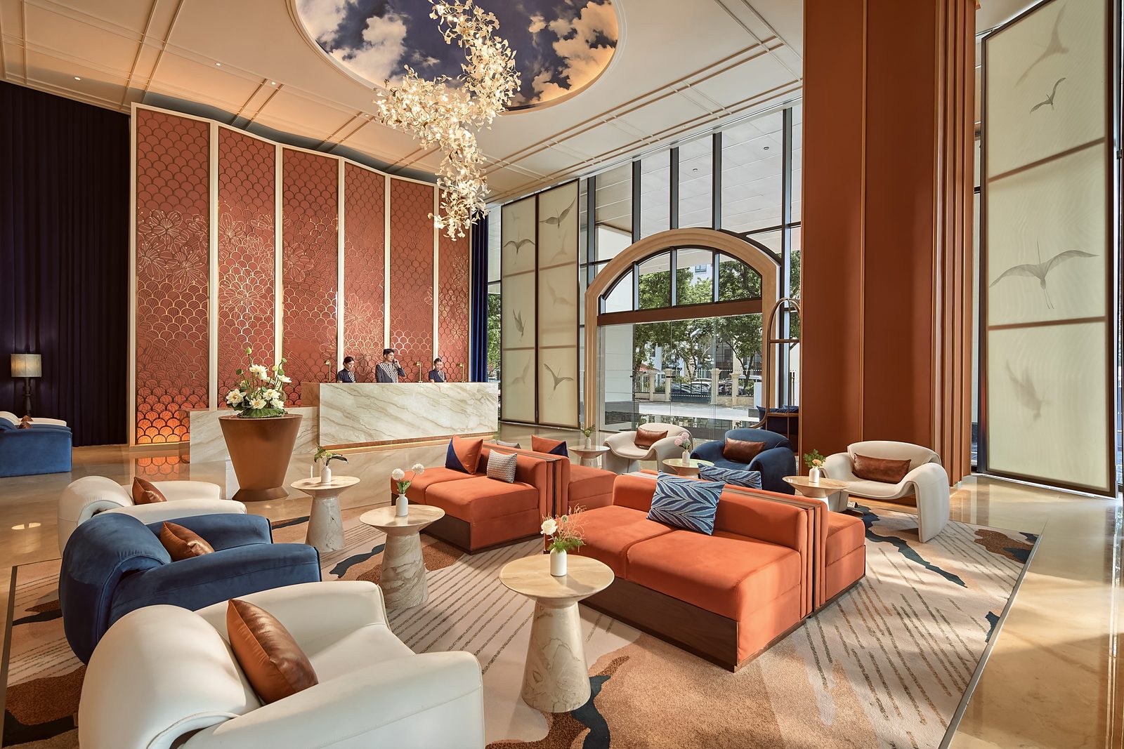 Lounge seating in the lobby of LÈGACY Hanoi